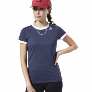 Reebok Training Essentials Linear Logo T Shirt Damen - Navy - DE 315-RND